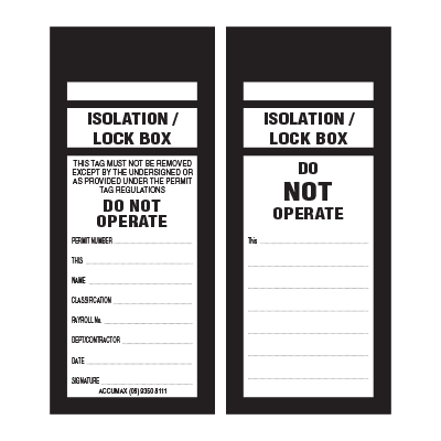 TAG ISOLATION/LOCK BOX TEAR PROOF POLY PKT 100