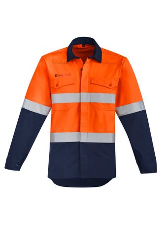 Syzmik Mens Orange Flame Hi Vis Open Front Spliced Shirt