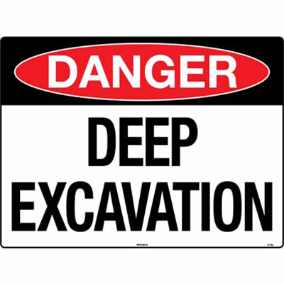 SIGN DANGER DEEP EXCAVATION 600x450 CORFLUTE