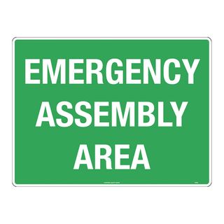 SIGN EMERGENCY ASSY AREA 600x450 METAL