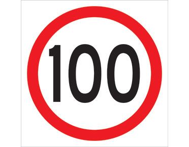 SIGN SPEED LIMIT 100KM CL1 600 X 600mm CORFLUTE