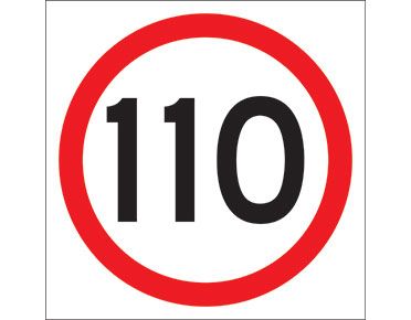 SIGN SPEED LIMIT 110KM CL1 600 X 600mm CORFLUTE