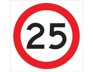 SIGN SPEED LIMIT 25KM CL1 600 X 600mm CORFLUTE