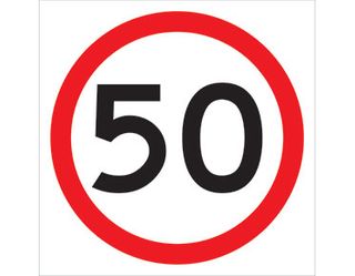 SIGN SPEED LIMIT 50KM CL1 600 X 600mm CORFLUTE