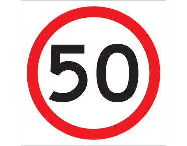 SIGN SPEED LIMIT 50KM CL1 600 X 600mm CORFLUTE