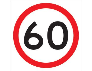 SIGN SPEED LIMIT 60KM CL1 600 X 600mm CORFLUTE