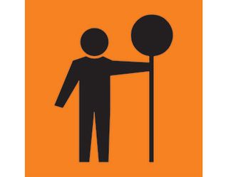 SIGN LOLLIPOP MAN SYMBOL CL1 REF. FLURO/ORANGE 600 X 600 CORFLUTE