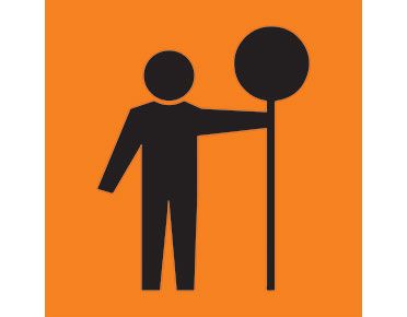 SIGN LOLLIPOP MAN SYMBOL CL1 REF. FLURO/ORANGE 600 X 600 CORFLUTE