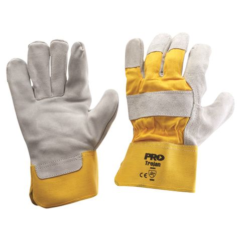 GLOVE LEATH/COT R/CUFF YELLOW