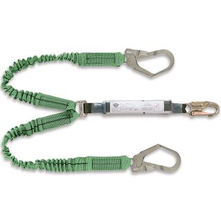 LANYARD STRETCHSTOP 2M TWIN LEG 56mm HOOKS WITH SHOCK ABSORBER & 19mm HOOK