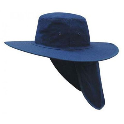 NAVY WIDE BRIM HAT WITH FLAP