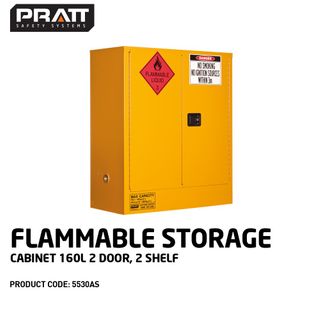 PRATT FLAMMABLE CABINET 160LTR 2 DOOR, 2 SHELF