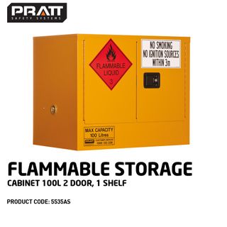 PRATT FLAMMABLE CABINET 100LTR 2 DOOR, 1 SHELF