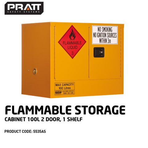 PRATT FLAMMABLE CABINET 100LTR 2 DOOR, 1 SHELF