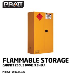 PRATT FLAMMABLE CABINET 250LTR 2 DOOR, 3 SHELF