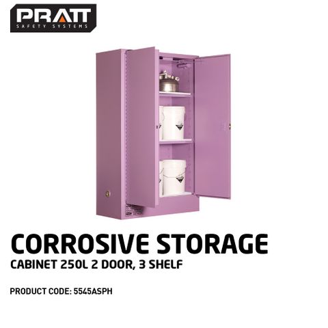 PRATT CORROSIVE CABINET 250LTR 2 DOOR, 3 SHELF