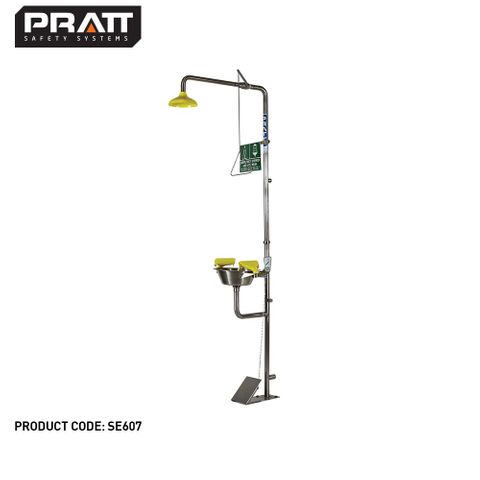 PRATT COMBINATION SHOWER WITH  TRIPLE NOZZLE EYE & FACE WASH WITH BOWL & FOOT TREADLE