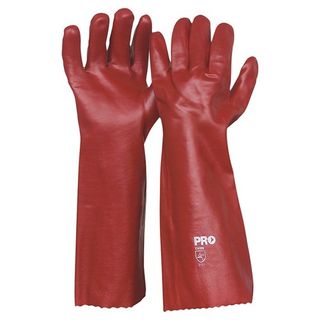 GLOVE PVC RED SINGLE DIP 45CM