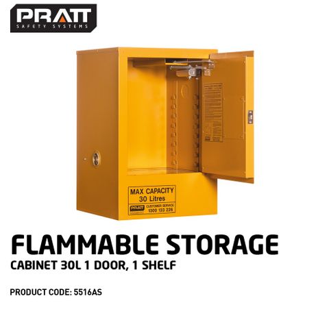 PRATT FLAMMABLE CABINET 30LTR 1 DOOR, 1 SHELF