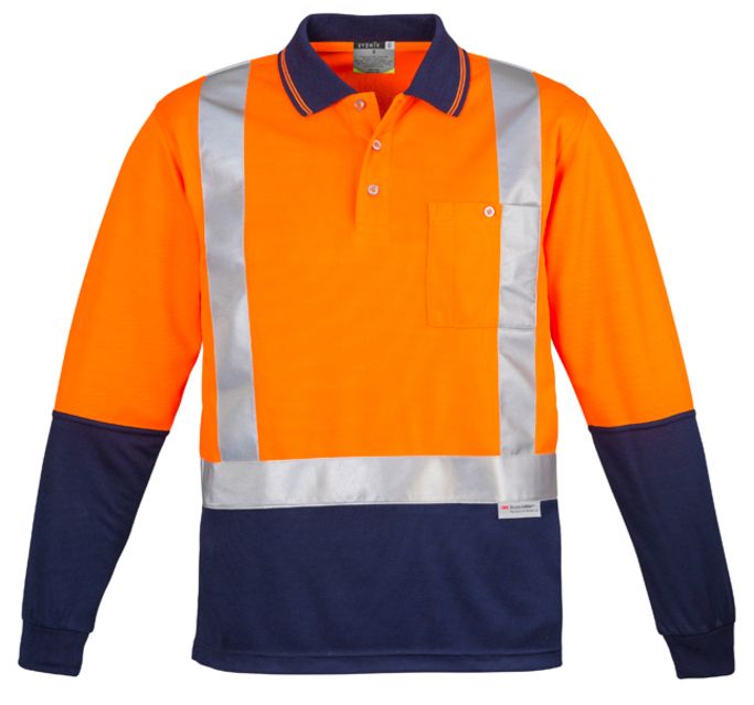 Syzmik Mens Hi Vis Spliced Polo - Long Sleeve Shoulder Taped