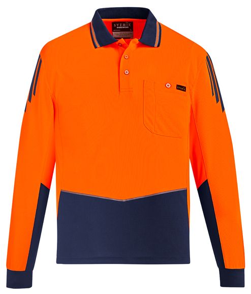Syzmik Mens Hi Vis Flux Long Sleeve Polo