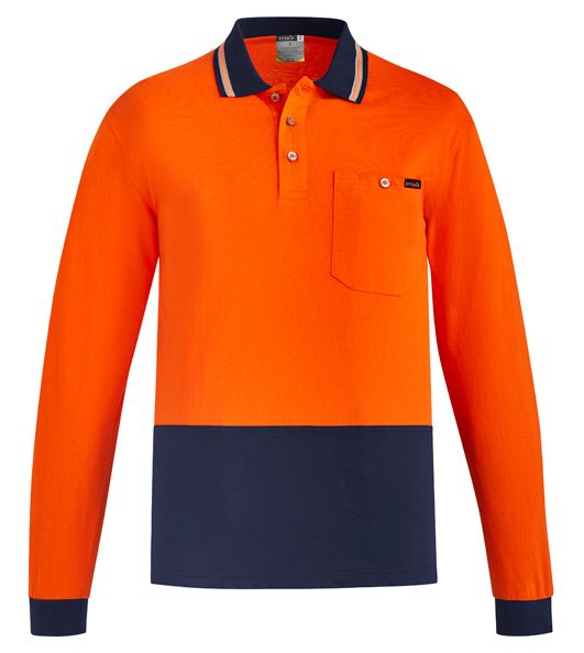 Syzmik Mens Hi Vis Cotton Long Sleeve Polo