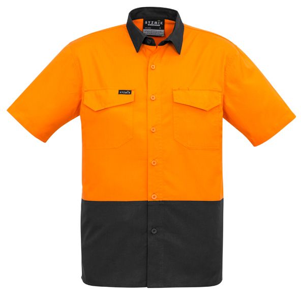 Syzmik Mens Rugged Cooling Hi Vis Spliced Short Sleeve Shirt