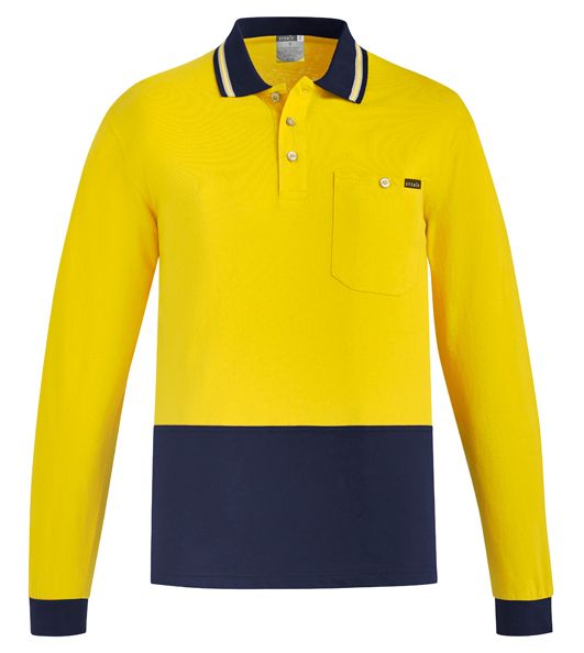 Syzmik Mens Hi Vis Cotton Long Sleeve Polo