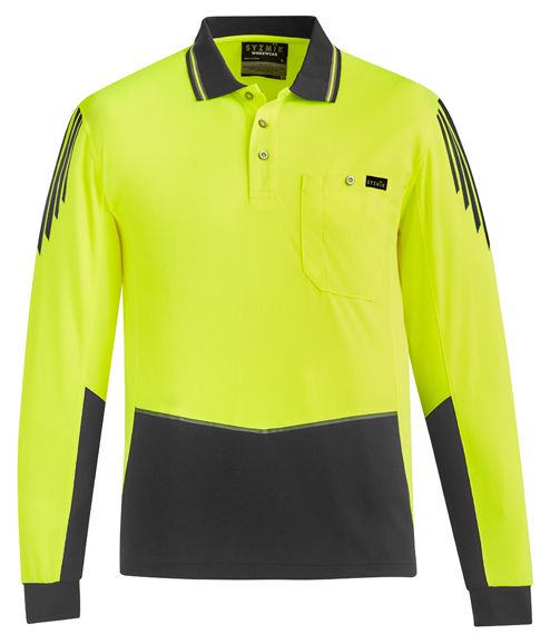 Syzmik Mens Hi Vis Flux Long Sleeve Polo