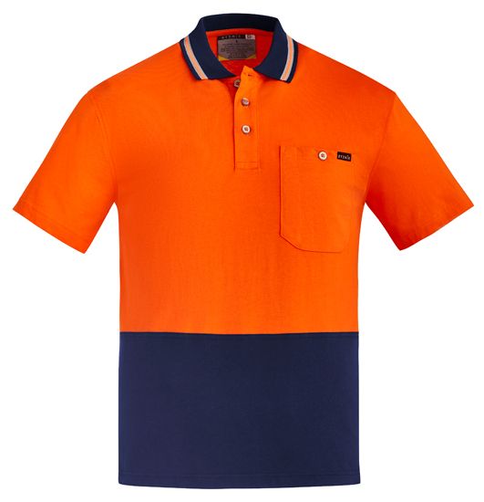 Syzmik Mens Hi Vis Cotton Short Sleeve Polo