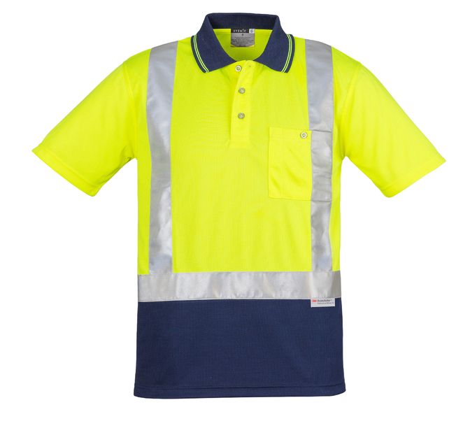 Syzmik Mens Hi Vis Spliced Polo - Short Sleeve Shoulder Taped