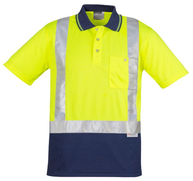 Syzmik Mens Hi Vis Spliced Polo - Short Sleeve Shoulder Taped