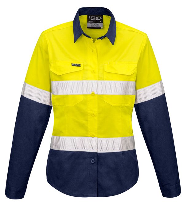 Syzmik Womens Rugged Cooling Taped Hi Vis Spliced Shirt