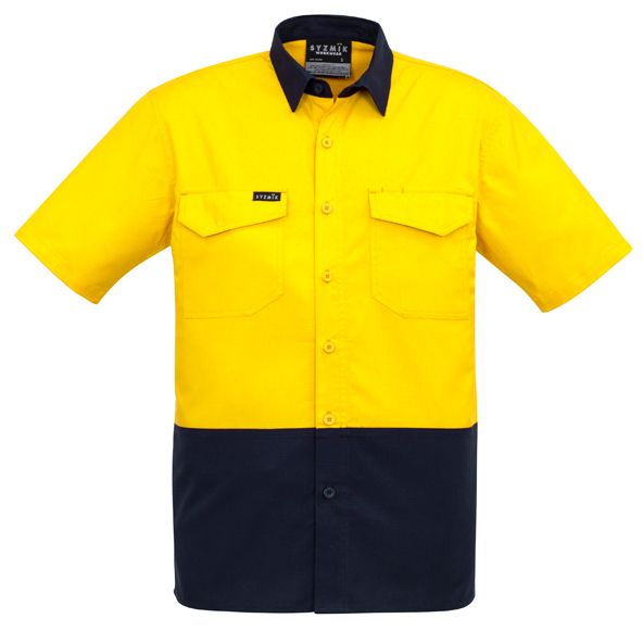 Syzmik Mens Rugged Cooling Hi Vis Spliced Short Sleeve Shirt