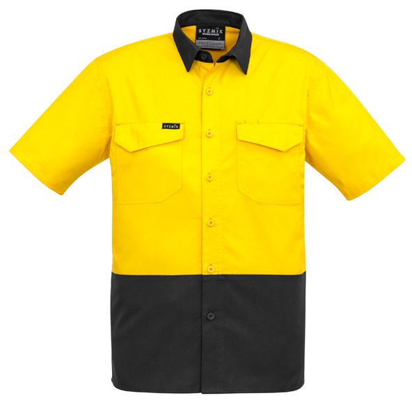 Syzmik Mens Rugged Cooling Hi Vis Spliced Short Sleeve Shirt