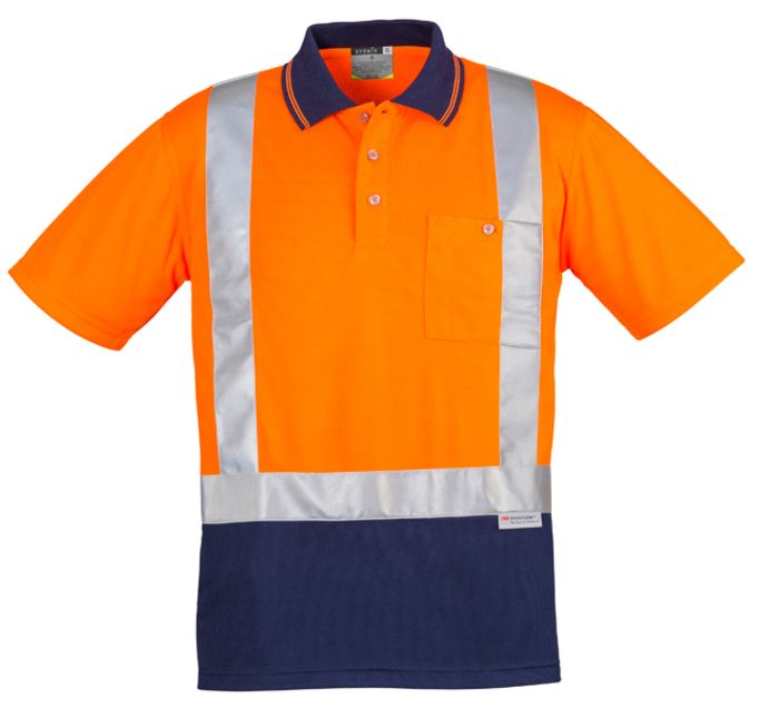 Syzmik Mens Hi Vis Spliced Polo - Short Sleeve Shoulder Taped