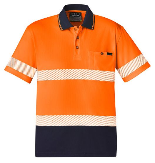 Syzmik Unisex Hi Vis Segmented Short Sleeve Polo - Hoop Taped