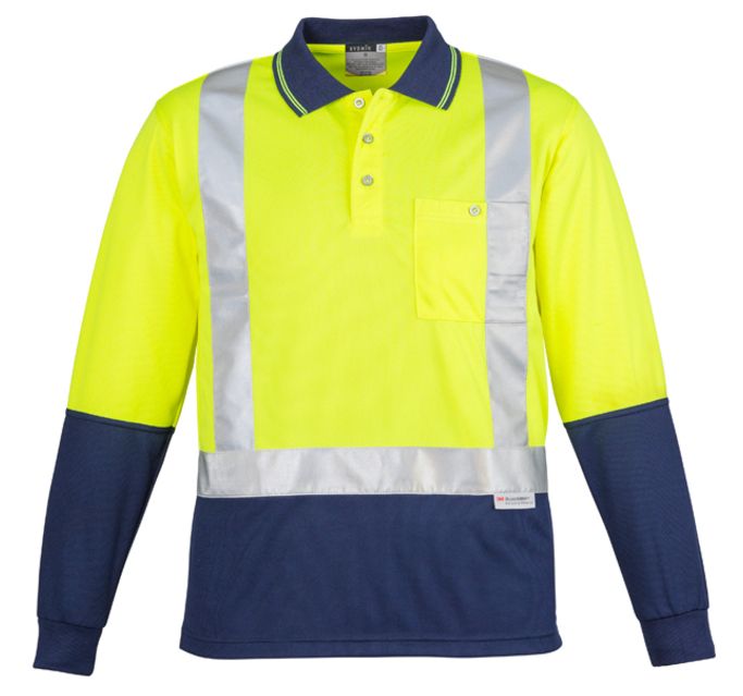 Syzmik Mens Hi Vis Spliced Polo - Long Sleeve Shoulder Taped