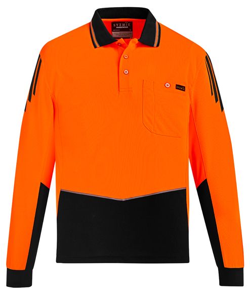 Syzmik Mens Hi Vis Flux Long Sleeve Polo