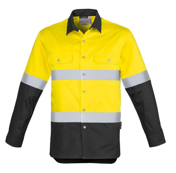 Syzmik Mens Hi Vis Spliced Industrial Shirt - Hoop Taped