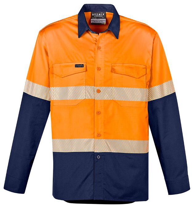 Syzmik Mens Rugged Cooling Hi Vis Segmented Tape Long Sleeve Shirt