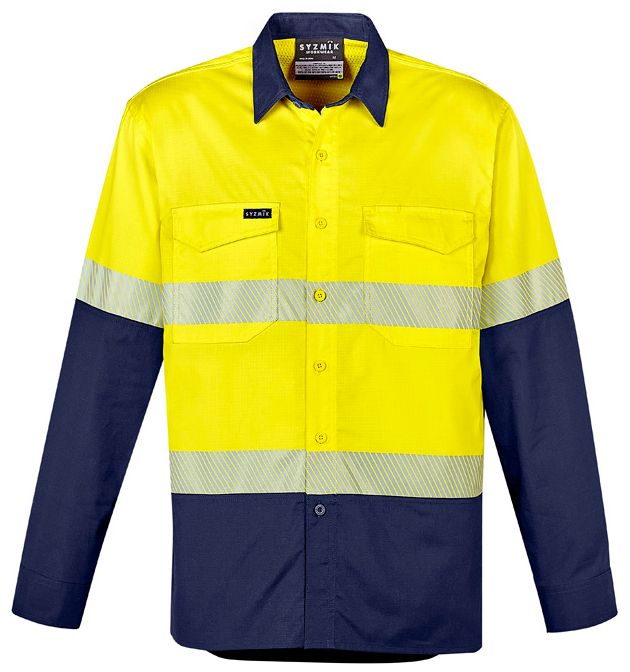 Syzmik Mens Rugged Cooling Hi Vis Segmented Tape Long Sleeve Shirt