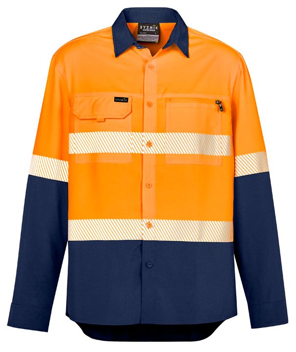 Syzmik Mens Hi Vis Outdoor Segmented Tape Long Sleeve Shirt