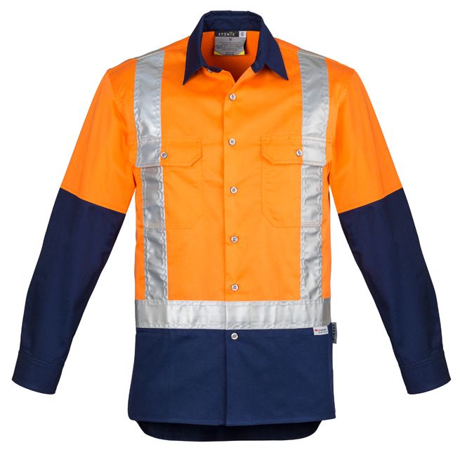 Syzmik Mens Hi Vis Spliced Industrial Shirt - Shoulder Taped