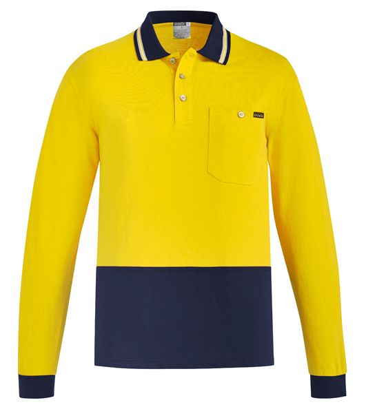 Syzmik Mens Hi Vis Cotton Long Sleeve Polo