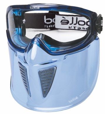 Blast Blue PVC Frame AS/AF Glasses Indirect Vents Top/Bottom With Foam & Mouth Guard