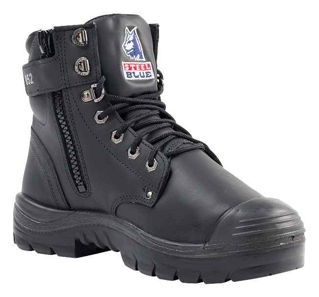 Steel Blue Argyle Steel Toe Cap Lace Up Side Zip Boot Workplace