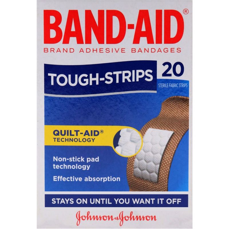 Band-Aid 6104523 Tough-Strips Adhesive Bandages Flesh 2.4cm x 8cm Box 20