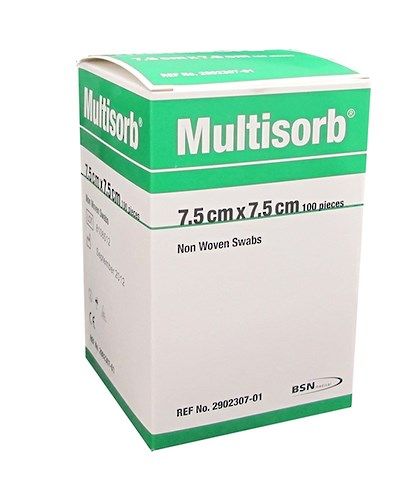 Multisorb Non Woven Swabs 7.5cm x 7.5cm Box 100