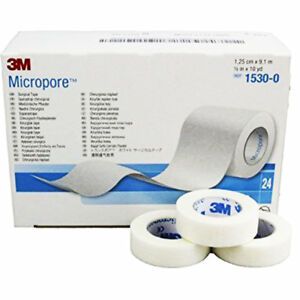 3M 1530-0 Micropore Hypoallergenic Surgical Tape White 1.25cm x 9.1m Box 24